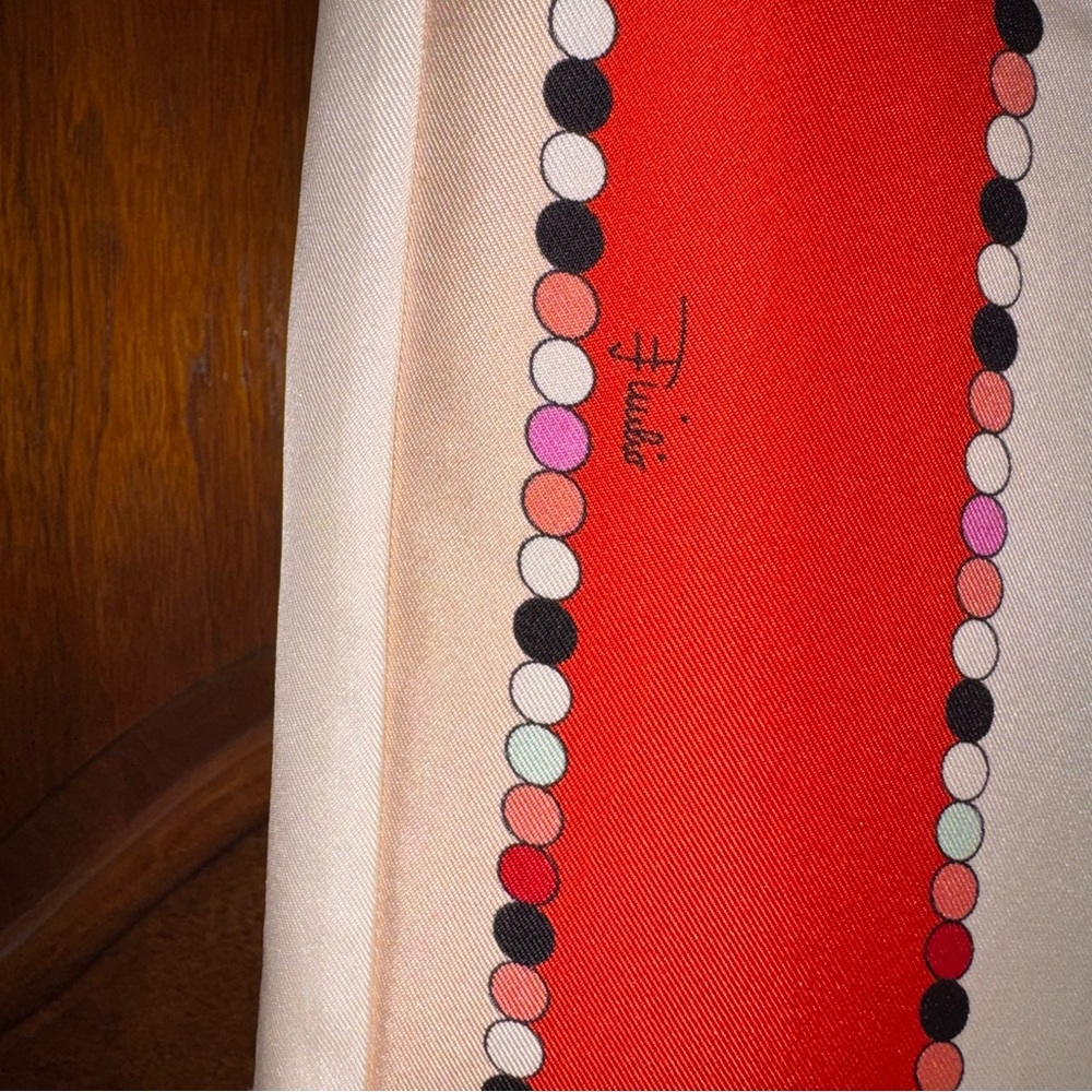 Emilio Pucci 100% Silk Vintage Multicolor Red Striped Print Pants - Picture 7 of 14
